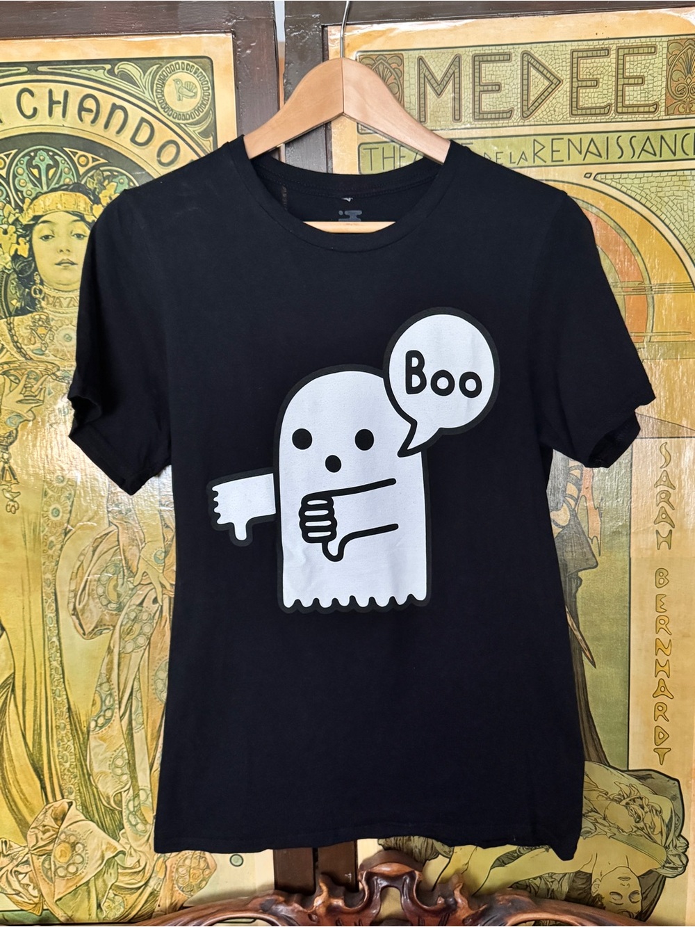 Threadless "Boo" Ghost Thumbs Down Graphic Tee - Like New!